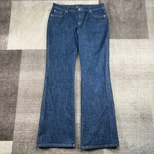 Cache Women Dark Wash Beaded Flare Leg Jeans Size 10 Y2K Low Rise Bootcut